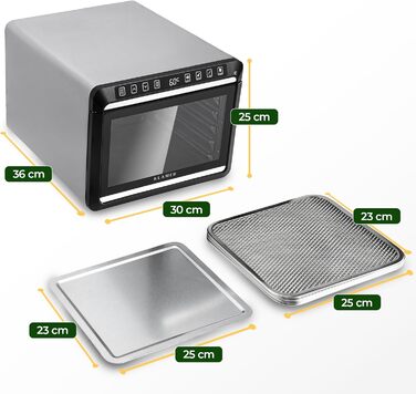 Сушарка для фруктів та овочів KRAMER W з таймером 24h та регулюванням температури 35-70°C, 5 висувних полиць, корпус з нержавіючої сталі, без BPA