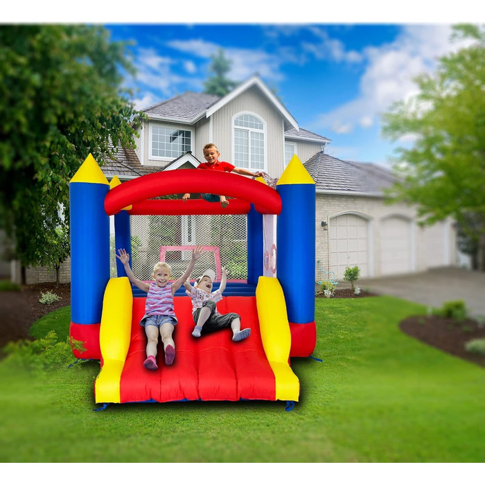 Надувний замок для дітей з повітряним насосом, міцний матеріал, для 3-4 дітей, 315x245x194 см, класична модель