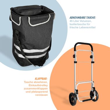 Складаний візок для покупок Relaxdays, об'єм 45 л
