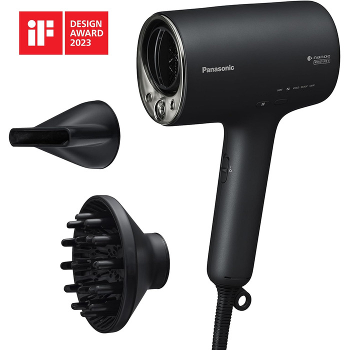 Фен Panasonic EH-NA0J-N825 nanoe™ MOISTURE+ з мінералами, 1600 Вт, чорний, для догляду за шкірою, волоссям та шкірою голови