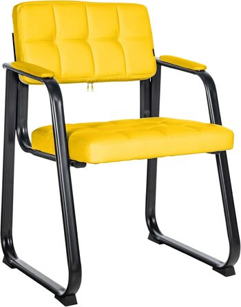 Крісло CLP Canada - м'яке крісло з штучної шкіри, чорний металевий каркас, колір: жовтий
