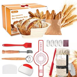 Набір для приготування закваски Daity: 12 предметів для випікання хліба, з підігрівачем, овальний гніт для підйому тіста 28см з силікону, для початківців та професіоналів