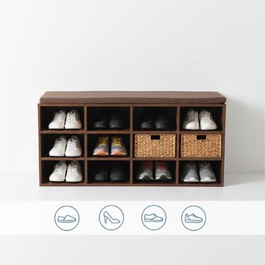 Підставка для взуття Relaxdays з м'яким сидінням та відкритими полицями