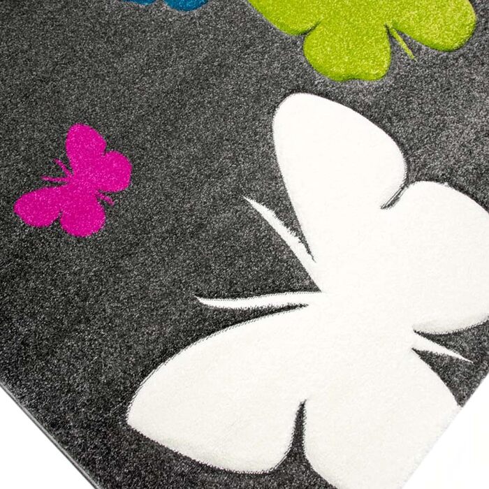 Барвистий килимок-метелик для дитячої кімнати u2012 підходить для алергіків u2012 (140 х 200 см, сіро-рожевий)