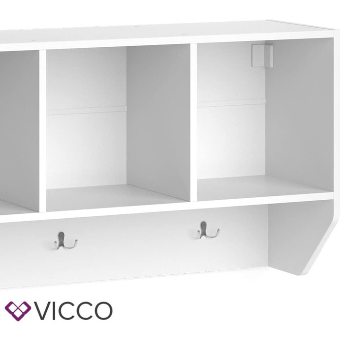 Настінна полиця Vicco для дитячої кімнати Luigi, біла, 107 х 56 см з 2 відкидними ящиками Opt.2 (полиця 107х56 см без відкидного ящика)