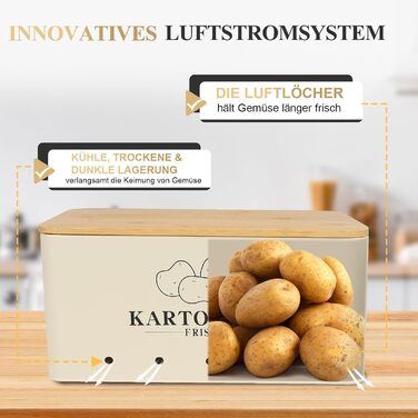 Набір з 3 коробок для зберігання картоплі, цибулі та часнику Vintage Beige Moz-O-PBDE02-BE