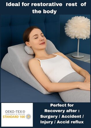 Подушка для спини Lesekissen з регульованою підголівником, з піною з пам'яті, знімний чохол, дихаюча та неслизька, ручка – трикутна для спини, шиї та ніг, 60 x 50 x 30 см