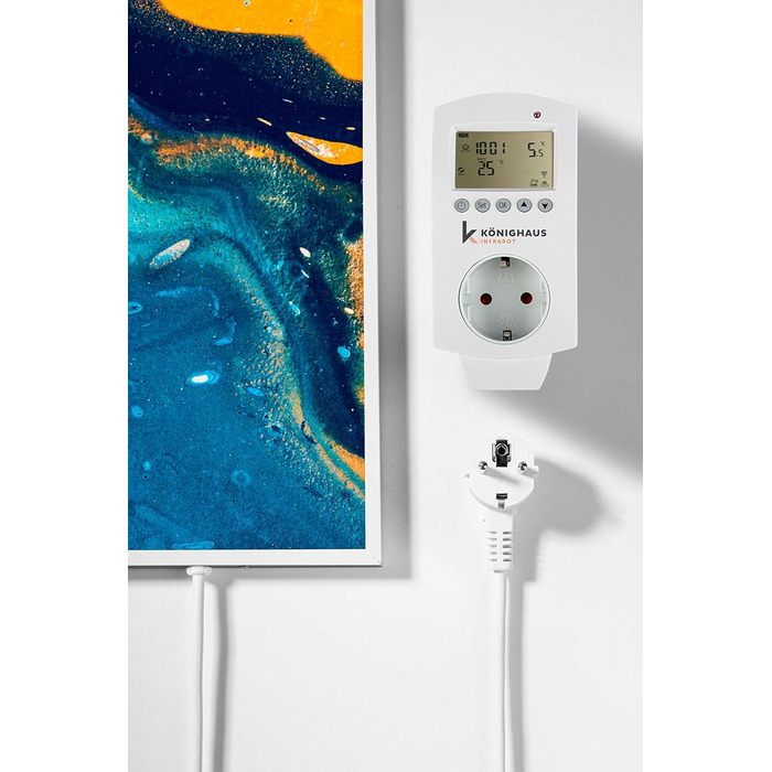 Інфрачервовий обігрівач KönigsHaus з термостатом, 300W, абстрактний дизайн, 5 років гарантії