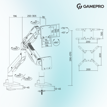 Настільне кріплення для монітора GamePro MAG701WBL