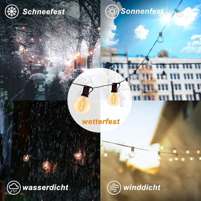 Ланцюжок прикрас для дому та саду 30м LED ST45, теплі світлодіоди 2700K, E27, IP65, вологостійкий, для вечірок та святкування