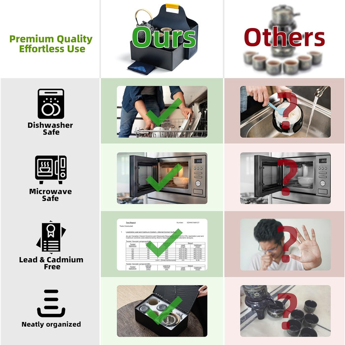 Набір для чаювання TEANAGOO: чайник 700мл + 4 чашки 205мл, дорожній, порцеляна, сірий, з підносом