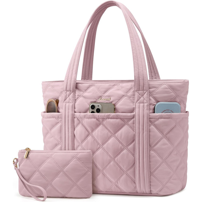 LOVEVOOK Сумка-шопер, велика, чорна (M, рожева): сумка для ноутбука 15.6