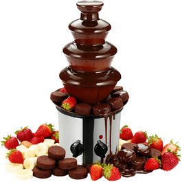 Шоколадний фонтан 4 яруси з функцією нагрівання, 170W, 2L, нержавіюча сталь, для кафе, готелів