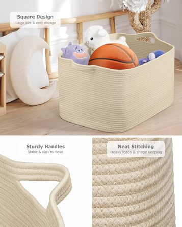 Складаний кошик для білизни, 63L, з бавовни, плетений, з ручкою, 2 шт. (білий та коричневий)