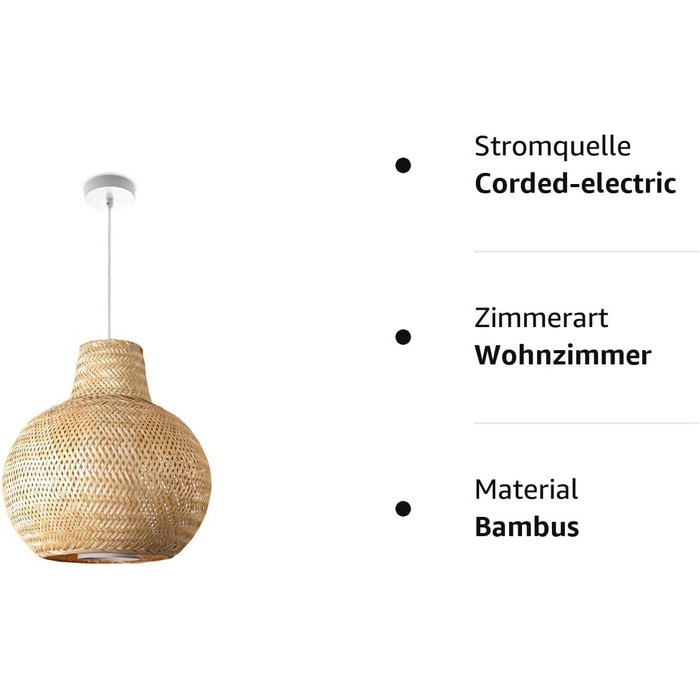 Стельовий світильник Paco Home Бамбукова підвісна лампа Кошик Лампа в стилі бохо Їдальня Ø40 см Вітальня Підвісний ротанг Натуральна кухня Vintage E27 Ретро 1,5 м текстильний кабель (тип 4 Ø42 см, натуральний)