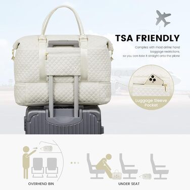 Спортивна сумка LOVEVOOK для жінок, велика дорожня сумка-мішок, дорожня сумка на вихідні, дорожня сумка з косметичкою, ручна сумка, сумка для взуття, клінічна сумка, сумка для пологового будинку, водонепроникна (L-2шт, Бежевий)