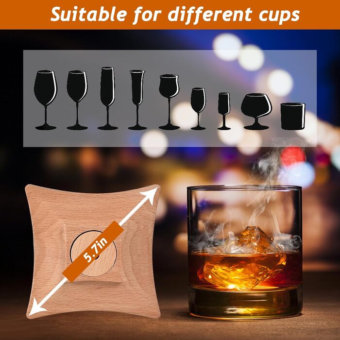 Набір для копчення коктейлів GOLDGE: набір для віскі з 6 видами дерев'яної стружки, ліхтарик, каміння для віскі. Подарунок для батька, чоловіка