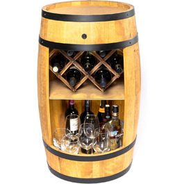 Дерев'яний бочонок-бар Fass від Creative Cooper: полиця для вина з LED підсвічуванням, 80x50 см, рустикальний дизайн, для дому