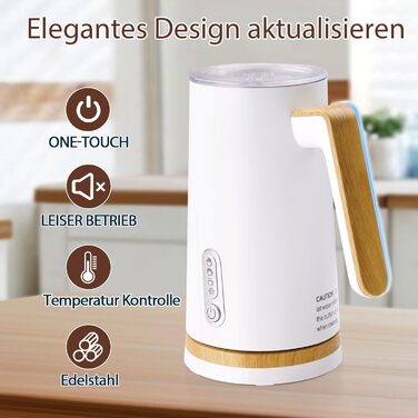 Електричний спінювач молока 4-в-1 – спінювач молока, нагрівач молока, білий