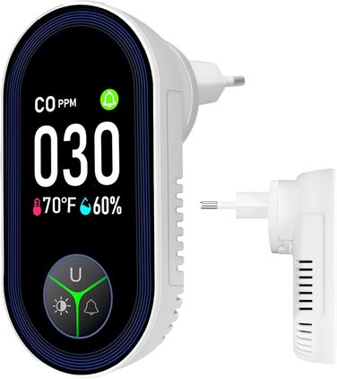 Виявлювач CO з HD-дисплеєм для дому та кемпінгу: 3-в-1 (CO, температура, вологість)