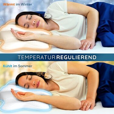 Ортопедична подушка 'Bamboo' з меморі-піною та бамбуковим чохлом – для тих, хто спить на спині, боці та животі. Білий колір.