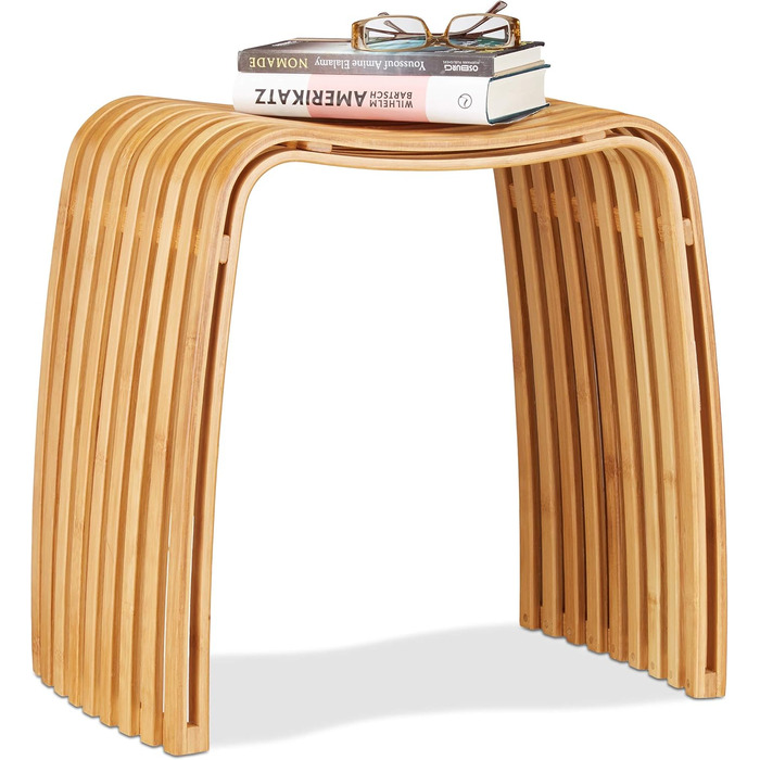 Поличко-лавка Relaxdays з бамбука, 31 x 45 x 46 см, скандинавський дизайн