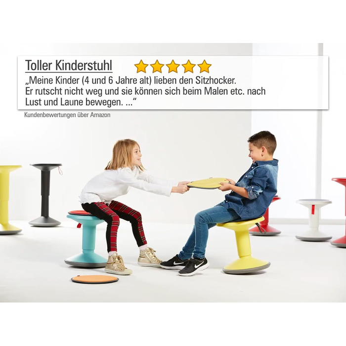 Ергономічний пуф Interstuhl UPis1 з ефектом гойдання - регульована висота, неслизьке дно та захист від перекидання - офісний пуф (Червоний, UP Junior)