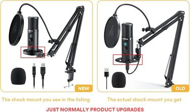 MAONO USB мікрофон для ПК, AU-PM422, конденсаторний кардіоїдний мікрофон з кронштейном, кнопкою вимкнення звуку, виходом для навушників, 192 кГц/24 біт, для запису, стрімінгу, подкастів, геймінгу, YouTube, сумісний з PS4/5, ПК, Mac