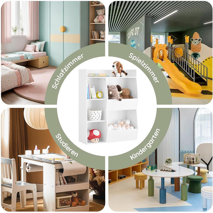 Полиця для книг SoBuy Montessori для дітей, зелена, 80x104x34 см (KMB55-K-GR)