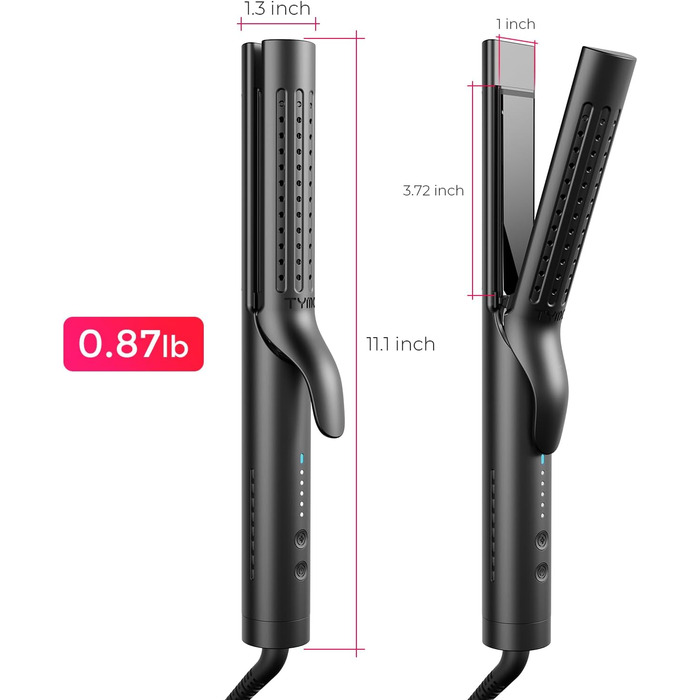 TYMO Airflow 2-в-1: праска для вирівнювання та завивки волосся з іонізацією, 32 мм, чорний