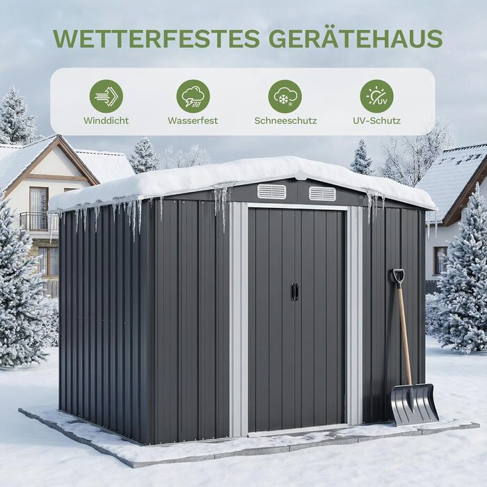 Сарай металевий Devoko 96x98x160 см з похилим дахом, антрацит. Садовий будиночок з дверима, рукавичками. Міцний, стійкий до іржі.