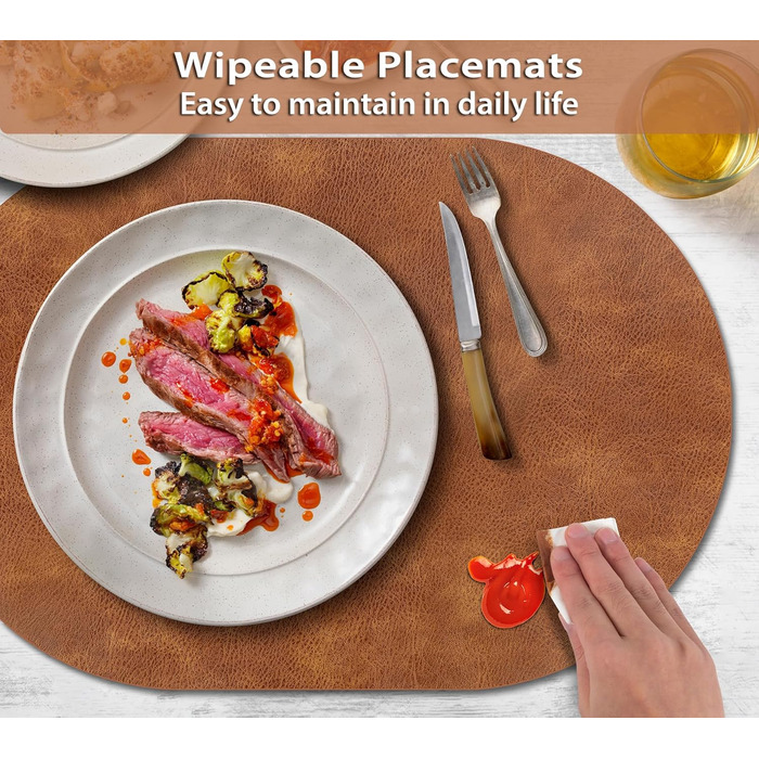 Набори підтарілок ADRIMER, 6 шт., 30.5 x 43.2 см, термостійкі, водонепроникні, миючіся, PU, для кухні та їдальні