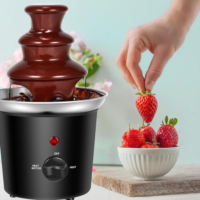 Шоколадний фонтан електричний, 3 яруси, 60W, для партії, дня народження, весілля, чорний