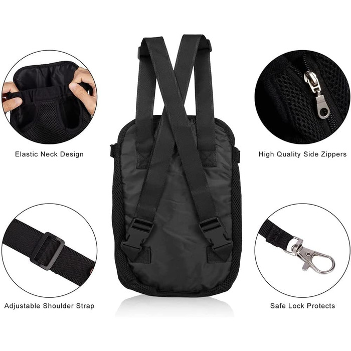 Рюкзаки Wiigudaдля домашніх тварин, сумка для перенесення собак, кішок, рюкзак без рук, рюкзак з п'ятьма отворами, розмір М Чорний