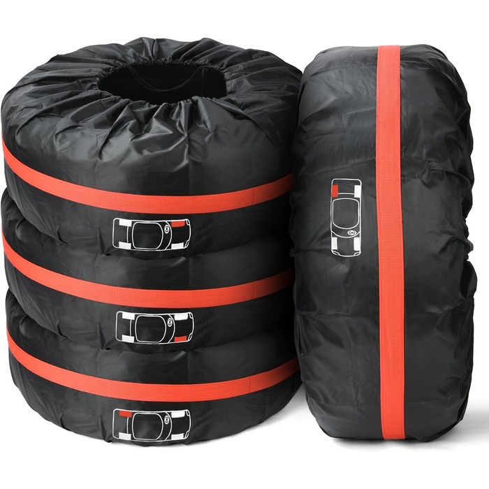 Набір чохлів для шин 4 шт., захисні чохли для шин 19-23 дюйми, з ручкою, для зимових та літніх шин, для чистого транспортування та зберігання, чорний, L (діаметр 80 см)