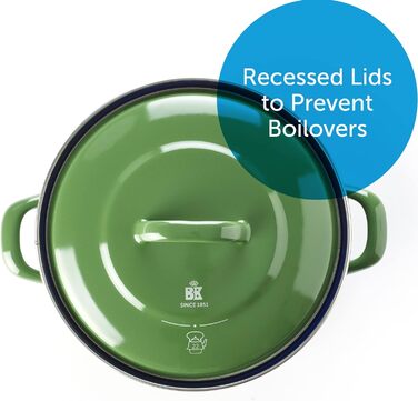 Кругла каструля BK Indigo Dutch Heritage, 26 см/5,2 л, без PFAS, керамічне антипригарне покриття, індукційна, можна мити в посудомийній машині, можна ставити в духовку, зелена