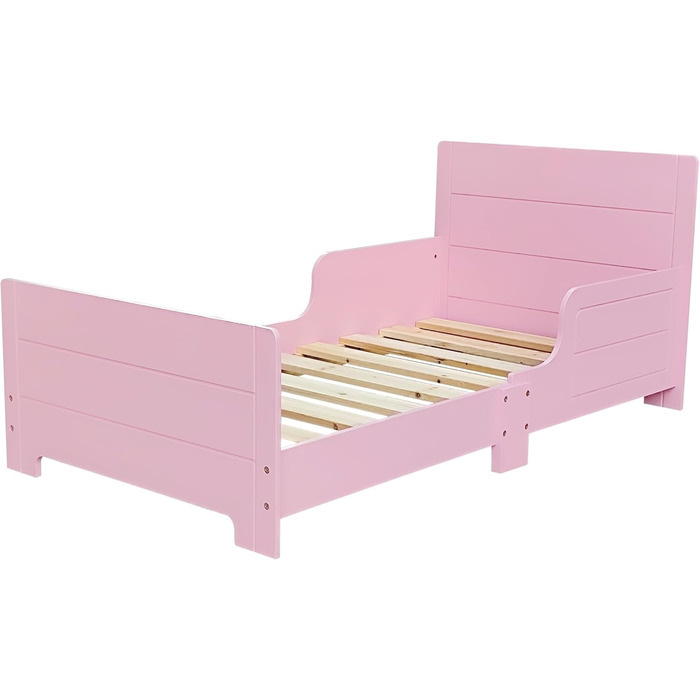 Дерев'яне дитяче ліжко URBNLIVING з бортиками для безпеки, для дівчаток та хлопчиків, в стилі Rose