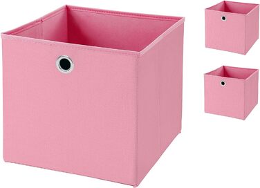 Кошик для зберігання Stick&Shine 3 шт. Складна коробка 32 x 32 x 32 см Кошик для полиць складний (рожевий)