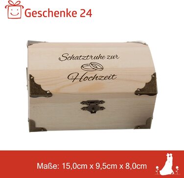 Подарунки 24 скрині зі скарбами з гравіюванням на весілля I Скриня зі скарбами 15x9, 5x8 см I ідея подарунка весільний подарунок гроші або купони упакувати і подарувати I весільний скриню в якості грошового подарунка я замовляю невеликий