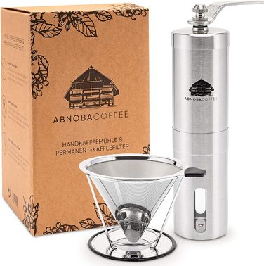 Набір для приготування кави ABNOBACOFFEE ручна кавомолка з постійним фільтром з нержавіючої сталі