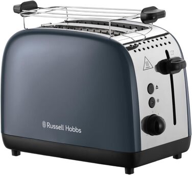 Тостер Russell Hobbs Colours Plus Edelstahl на 2 тости, сірий. З широкими слотами, підставкою для булочок, 6 режимів підсмажування, розморожуванням, функцією Lift & Look, 1600 Вт