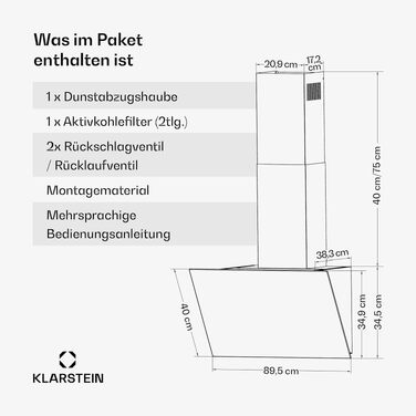 Витяжка кухонна Klarstein FlashLine 60 вбудована, 524 м³/год, сенсорне керування, LED-підсвітка, чорна з міддю, режим відведення та рециркуляції повітря, 90 см