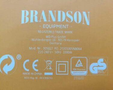 Керамічний обігрівач Brandson 2000 Вт з дистанційним керуванням, енергоощадний, тихий, для ванної кімнати, з осциляцією, сріблястий, сертифікат GS, переможець 2024 року
