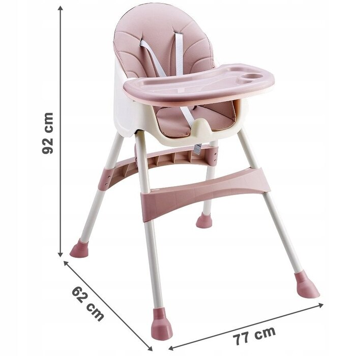 Стілець для годування 2в1 з 5-точковими ременями ECOTOYS, рожевий