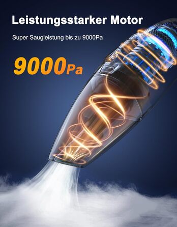 Акумуляторний ручний пилосос для авто та дому з LED-підсвіткою, потужність 9000Па, вологосухий, з док-станцією та 2 HEPA-фільтрами