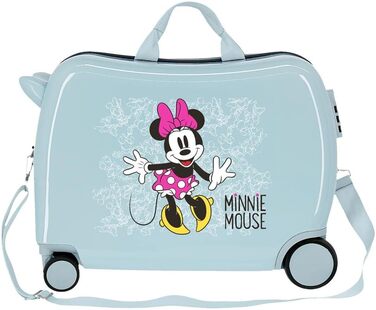 Дитяча валіза Disney Minnie Enjoy the Day, 50x38x20 см, жорсткий корпус ABS, 34 л, 2,1 кг, 4 колеса, кодовий замок, блакитна
