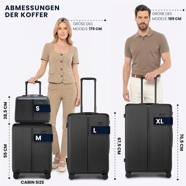 Валіза Wittchen Stripes Line XL (76.5x50x29 см) — великий дорожній кофр з ABS-пластику, 96 л, 4 колеса 360°, кодовий замок, золотиста
