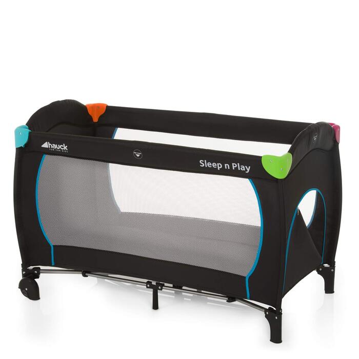Дитяче дорожнє ліжечко Hauck Sleep N Play Go Plus з колесами, сумкою для транспортування, люком для ігор, компактне складання, для немовлят і дітей до 15 кг, мультиколор чорний