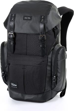 Рюкзак Nitro Daypacker 32 л чорний, ретро, з м'яким відділенням для ноутбука, міський, для школи і туризму