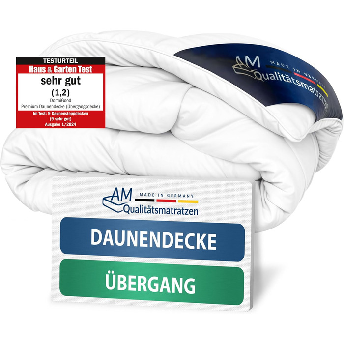 Пухова ковдра DormiGood 135x200 см - цілорічна, німецька якість, 100% пух, дихаюча, сертифікат Oeko-Tex